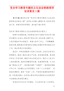 党史学习教育专题民主生活会铁路领导征求意见3篇