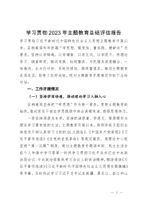 学习贯彻2023年主题教育总结评估报告