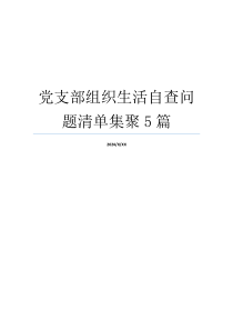 党支部组织生活自查问题清单集聚5篇