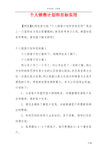 个人销售计划和目标实用