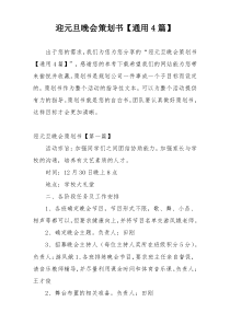 迎元旦晚会策划书【通用4篇】