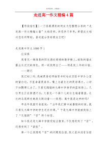走进高一作文精编4篇