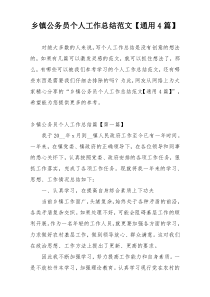 乡镇公务员个人工作总结范文【通用4篇】