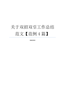 关于双招双引工作总结范文【范例4篇】