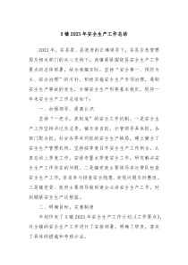 X镇2023年安全生产工作总结