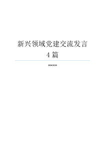 新兴领域党建交流发言4篇