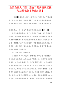 主要负责人“四个亲自”落实情况汇报与总结范例【热选5篇】