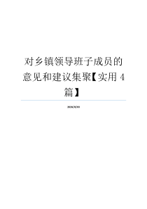 对乡镇领导班子成员的意见和建议集聚【实用4篇】