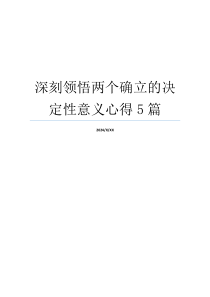 深刻领悟两个确立的决定性意义心得5篇