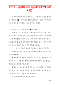 关于上一年度民主生活会整改情况【热选5篇】