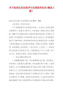 关于组织生活会批评与自我批评发言（精选4篇）