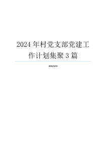 2024年村党支部党建工作计划集聚3篇