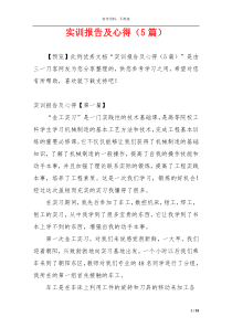 实训报告及心得（5篇）