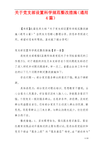 关于党支部设置科学规范整改措施（通用4篇）