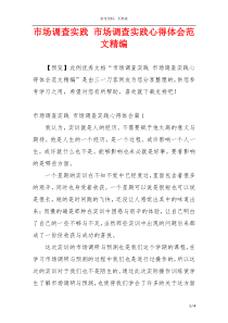 市场调查实践 市场调查实践心得体会范文精编