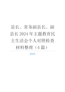 县长、常务副县长、副县长2024年主题教育民主生活会个人对照检查材料整理（4篇）