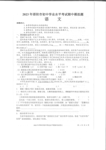 湖南省邵阳市隆回县2022-2023学年九年级下学期期中语文试题