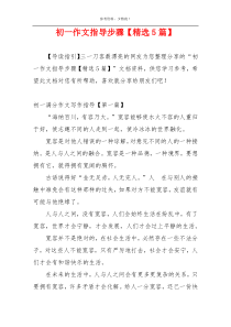 初一作文指导步骤【精选5篇】