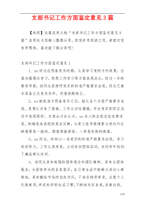 支部书记工作方面鉴定意见3篇