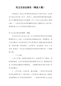 民主生活会报告（精选5篇）