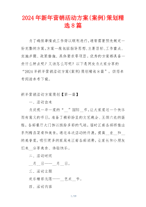 2024年新年营销活动方案(案例)策划精选8篇