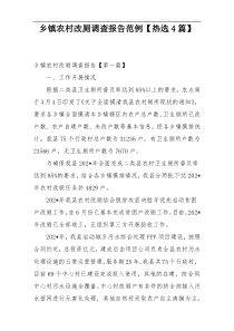 乡镇农村改厕调查报告范例【热选4篇】