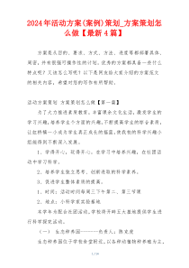 2024年活动方案(案例)策划_方案策划怎么做【最新4篇】