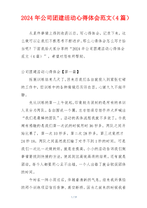 2024年公司团建活动心得体会范文（4篇）
