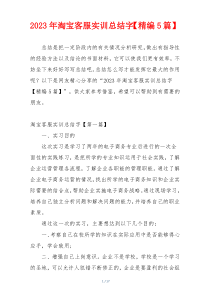 2023年淘宝客服实训总结字【精编5篇】