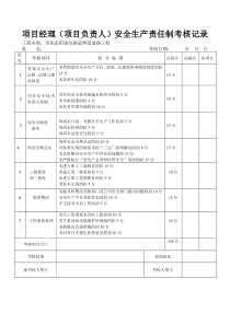工程项目安全生产责任制考核记录表