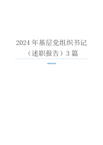 2024年基层党组织书记（述职报告）3篇