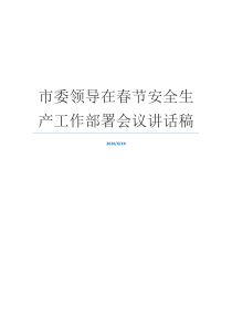 市委领导在春节安全生产工作部署会议讲话稿