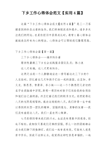 下乡工作心得体会范文【实用4篇】