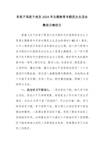 导班子和班子成员2024年主题教育专题民主生活会整改方案范文