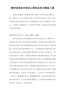 教师信息技术培训心得体会范文精选5篇