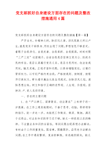 党支部抓好自身建设方面存在的问题及整改措施通用4篇