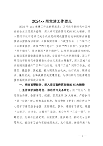 2024局党建工作要点
