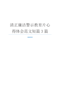 清正廉洁警示教育片心得体会范文短篇3篇