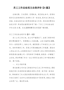 员工工作总结范文自我评价【8篇】