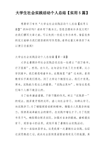 大学生社会实践活动个人总结【实用5篇】