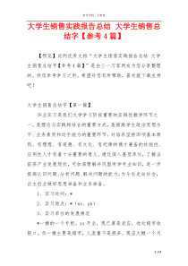大学生销售实践报告总结 大学生销售总结字【参考4篇】