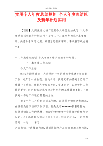 实用个人年度总结规划 个人年度总结以及新年计划实用