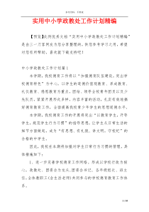 实用中小学政教处工作计划精编