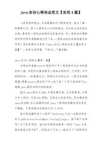 java实训心得体会范文【实用4篇】