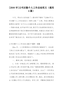 [2500字]公司后勤个人工作总结范文（通用4篇）