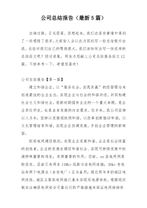 公司总结报告（最新5篇）