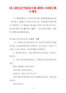 幼儿园元旦节活动方案(案例)小班【汇集10篇】