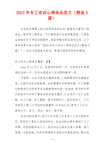 2023年车工实训心得体会范文（精选5篇）