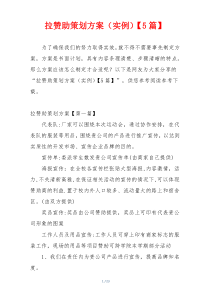 拉赞助策划方案（实例）【5篇】