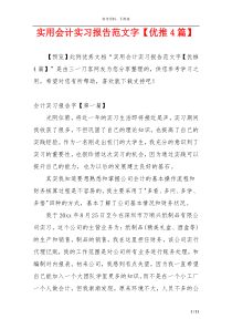 实用会计实习报告范文字【优推4篇】